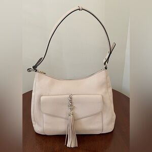 Karl Lagerfeld Paris Ivory Pebble Leather Tote/Shoulder Handbag